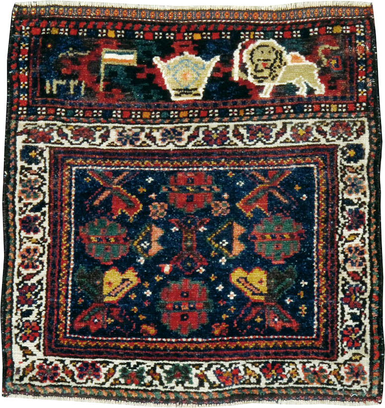 Antique Persian Pictorial Bag Face Rug, No.11845 - Galerie Shabab