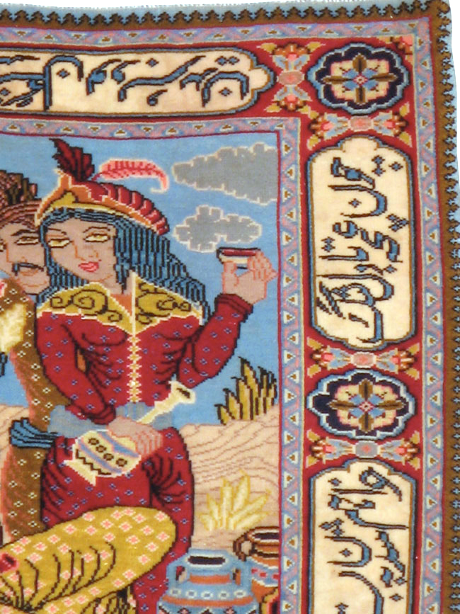 Vintage Persian Tabriz Pictorial Rug (Pair: 2 of 2), No.11846 - Galerie Shabab