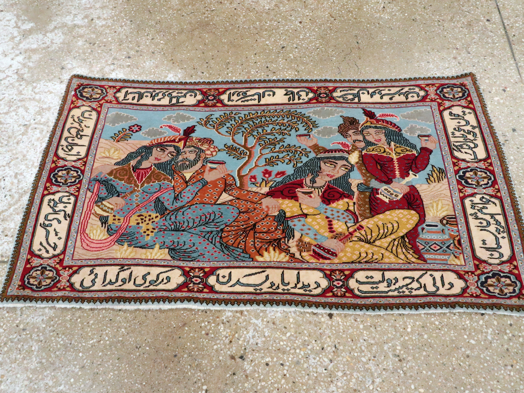 Vintage Persian Tabriz Pictorial Rug (Pair: 2 of 2), No.11846 - Galerie Shabab