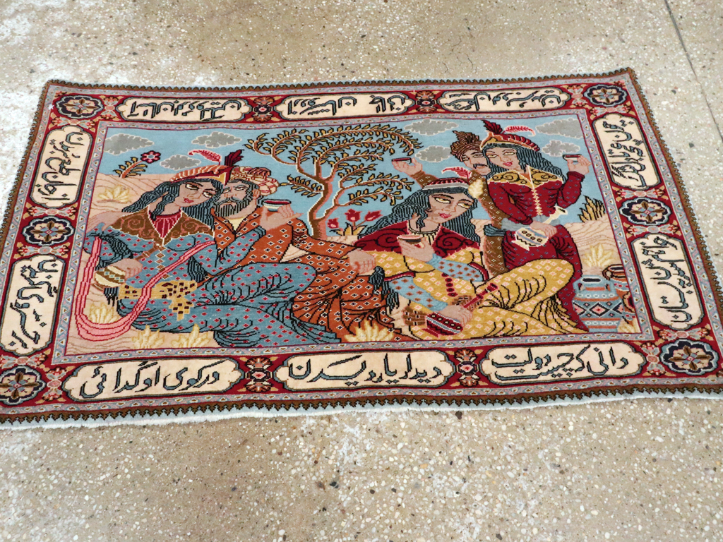 Vintage Persian Tabriz Pictorial Rug (Pair: 2 of 2), No.11846 - Galerie Shabab