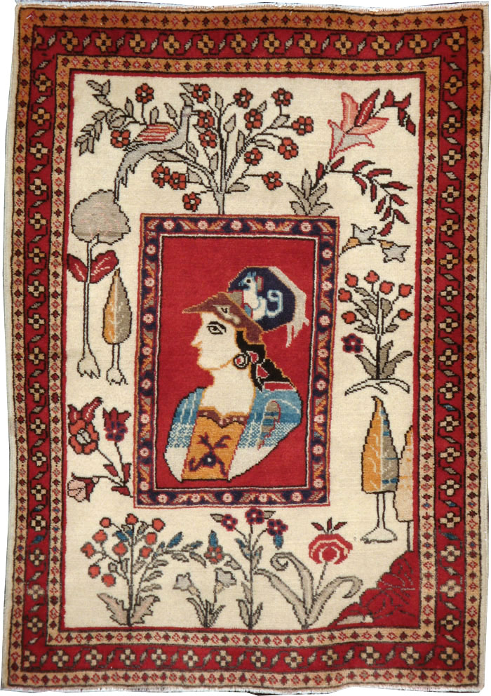 Vintage Persian Tabriz Pictorial Rug (Pair: 1 of 2), No.11849 - Galerie Shabab