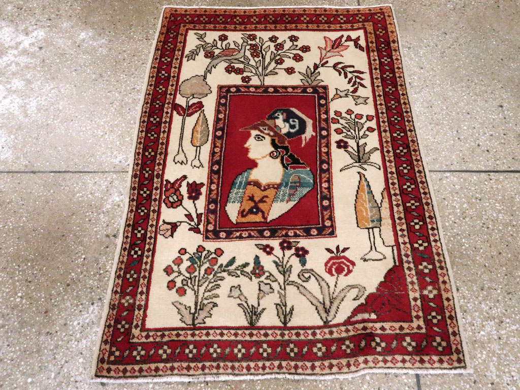 Vintage Persian Tabriz Pictorial Rug (Pair: 1 of 2), No.11849 - Galerie Shabab