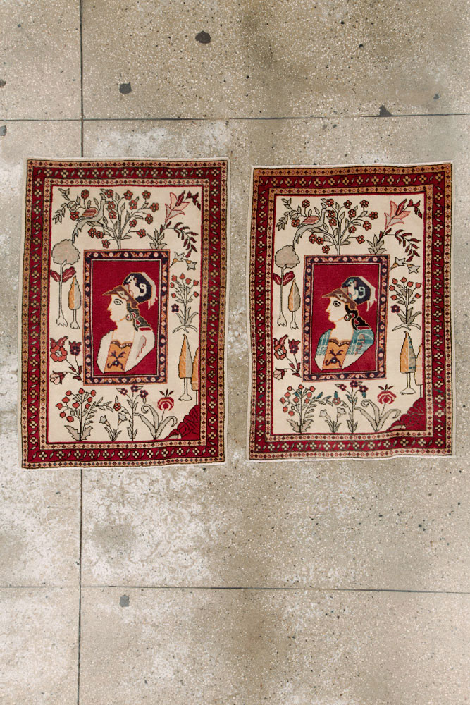 Vintage Persian Tabriz Pictorial Rug (Pair: 1 of 2), No.11849 - Galerie Shabab