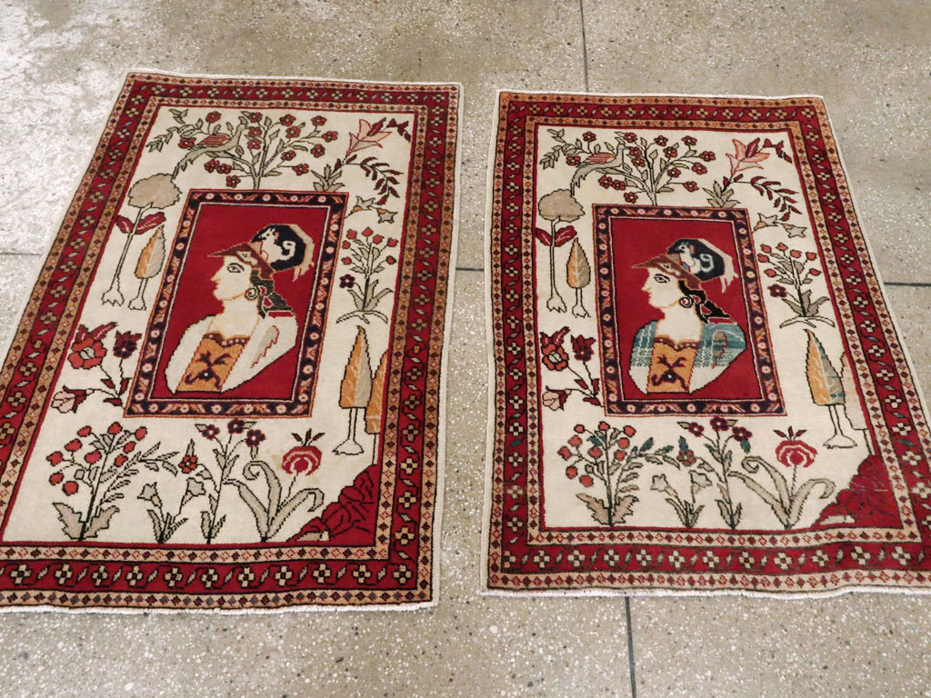 Vintage Persian Tabriz Pictorial Rug (Pair: 2 of 2), No.11850 - Galerie Shabab