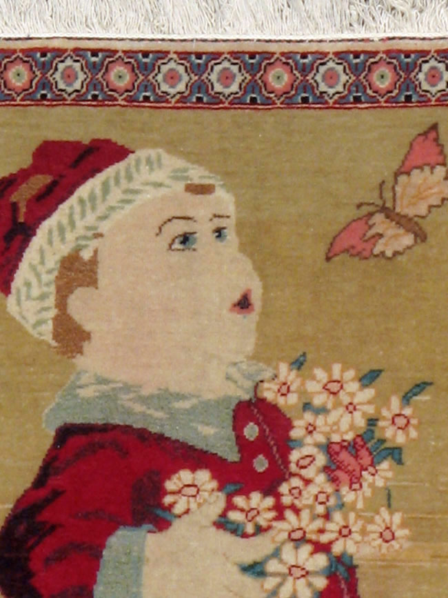 Vintage Persian Kashan Pictorial Rug, No.11852 - Galerie Shabab