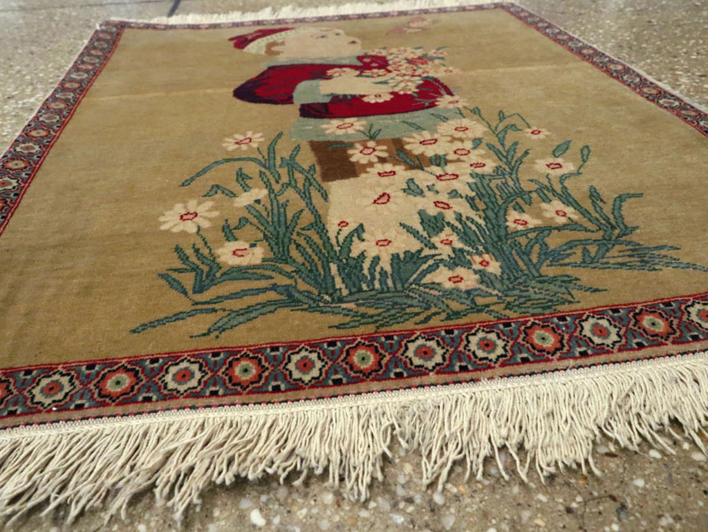 Vintage Persian Kashan Pictorial Rug, No.11852 - Galerie Shabab