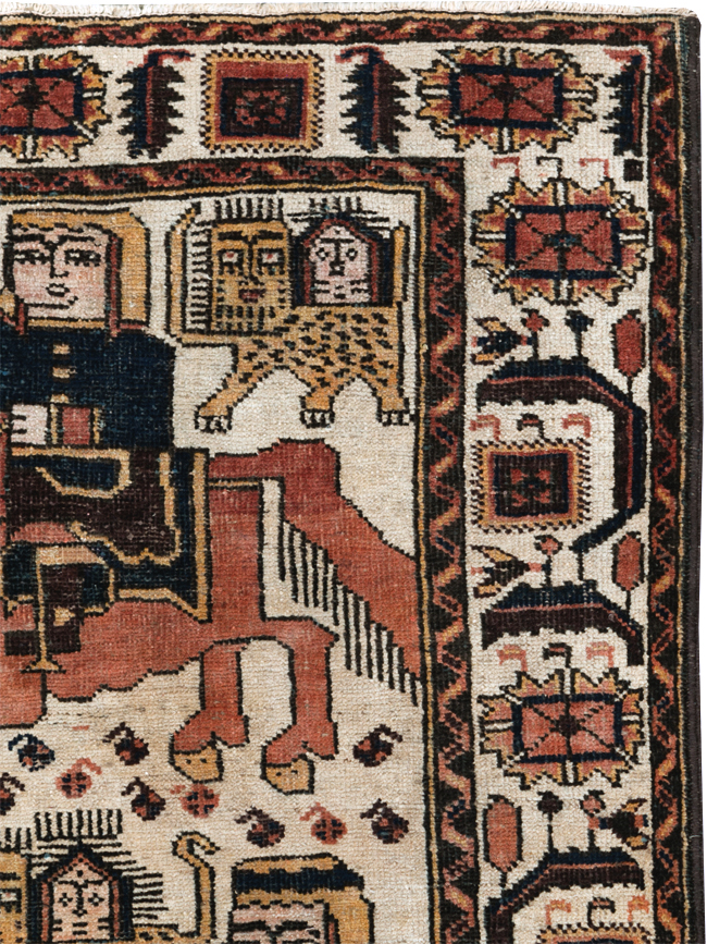 Vintage Persian Pictorial Bakhtiari Rug, No.11856 - Galerie Shabab