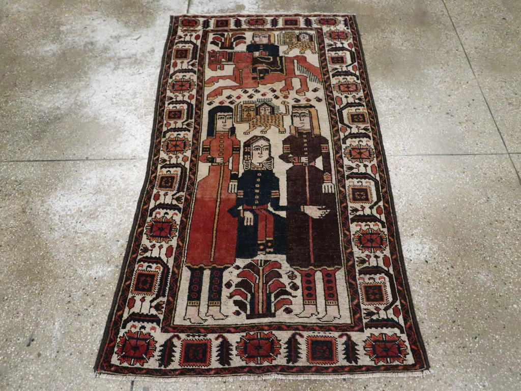 Vintage Persian Pictorial Bakhtiari Rug, No.11856 - Galerie Shabab