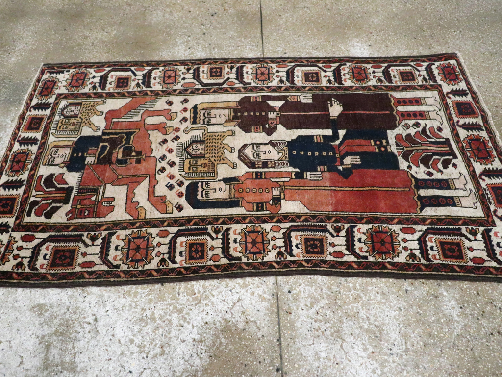 Vintage Persian Pictorial Bakhtiari Rug, No.11856 - Galerie Shabab