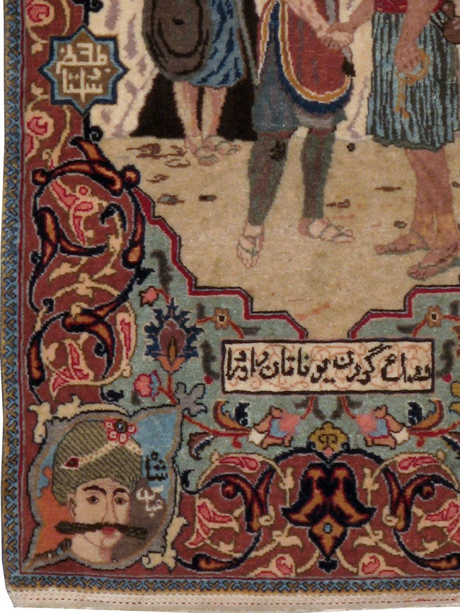 Vintage Persian Tabriz Pictorial Rug, No.11859 - Galerie Shabab