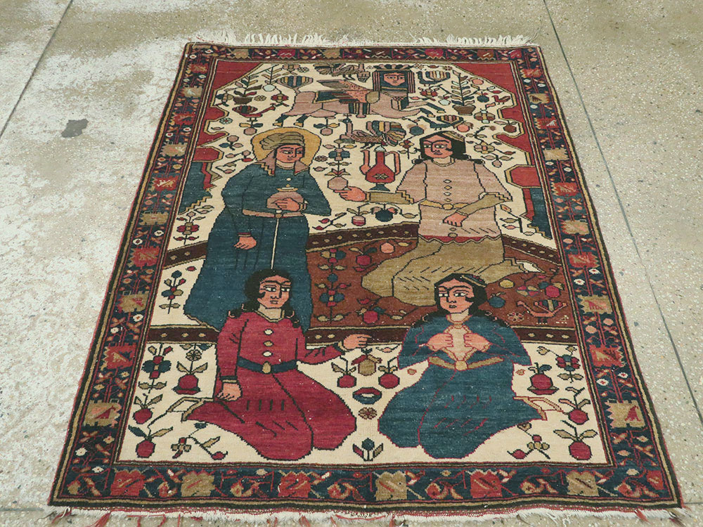 Vintage Persian Bakhtiari Pictorial Rug, No.11862 - Galerie Shabab