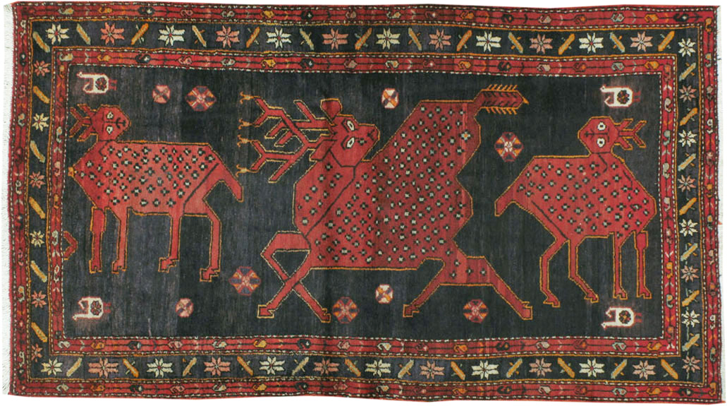 Vintage Persian Kurdish Pictorial Rug, No.11872 - Galerie Shabab