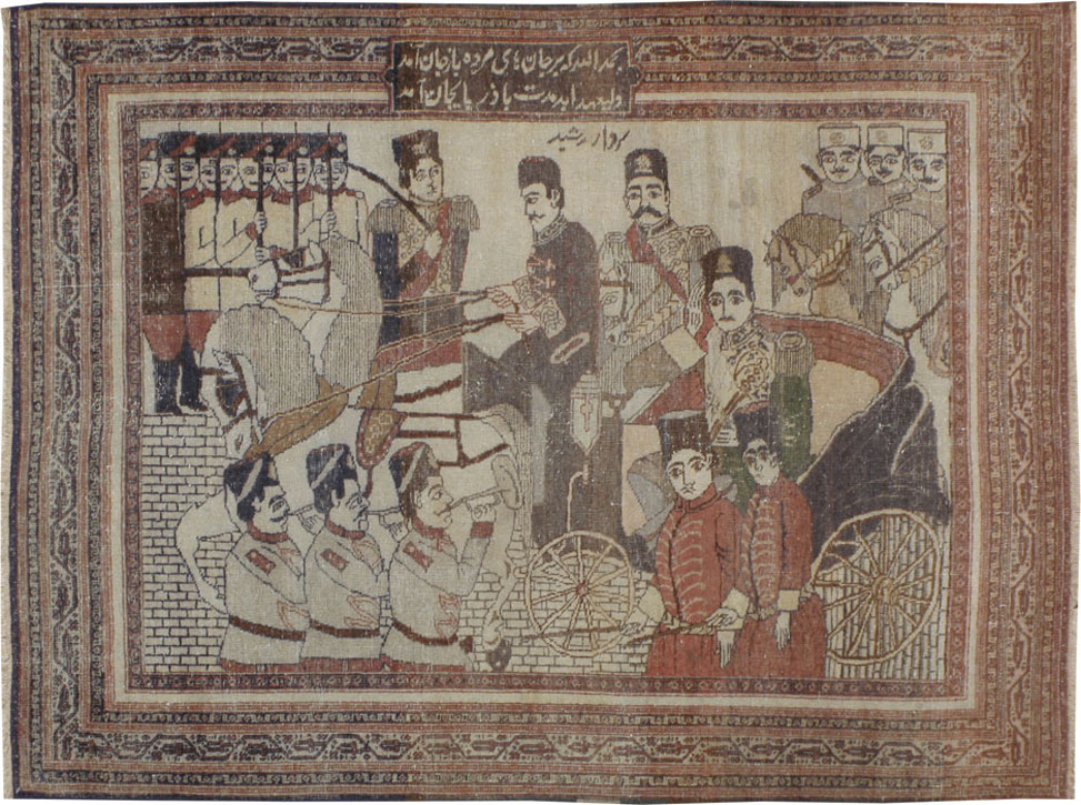 Antique Persian Tabriz Pictorial Rug, No.11873 - Galerie Shabab