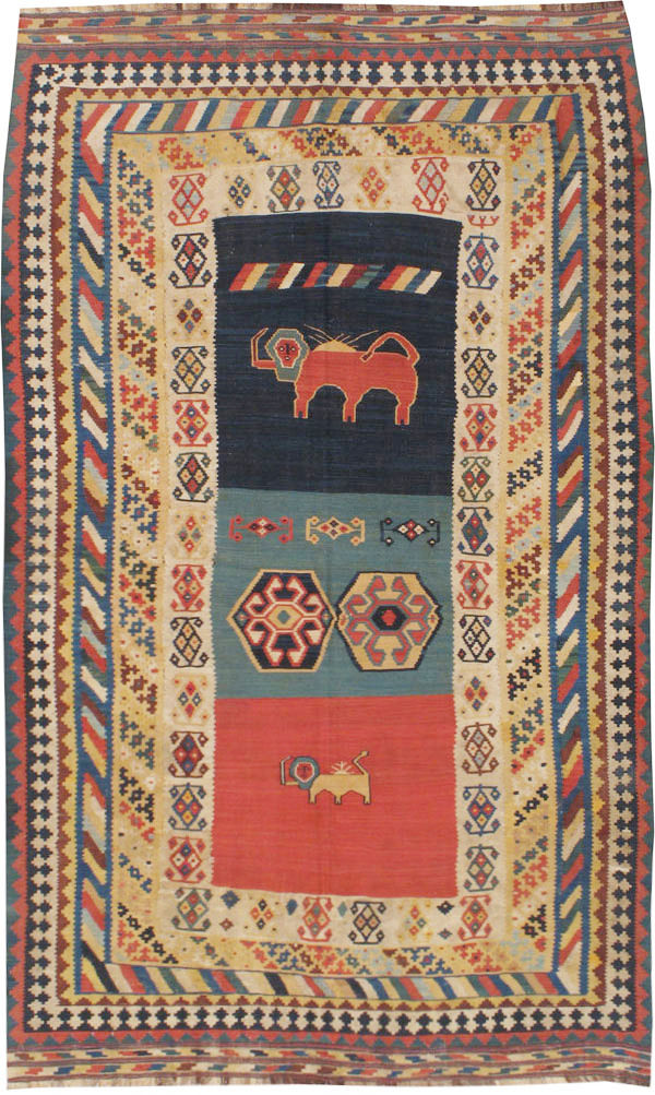 Antique Persian Flatweave Kilim Pictorial Rug, No.11875 - Galerie Shabab