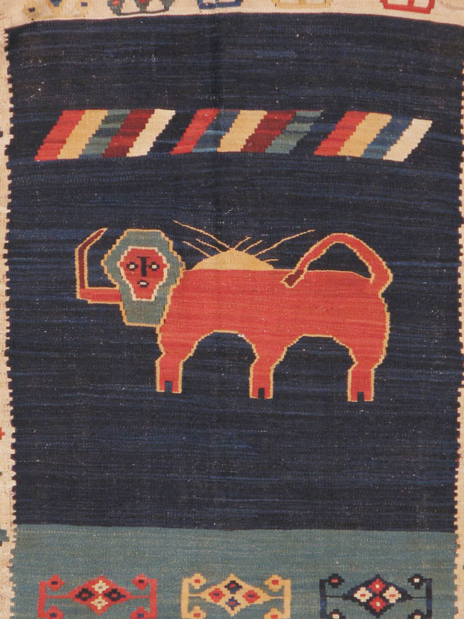 Antique Persian Flatweave Kilim Pictorial Rug, No.11875 - Galerie Shabab