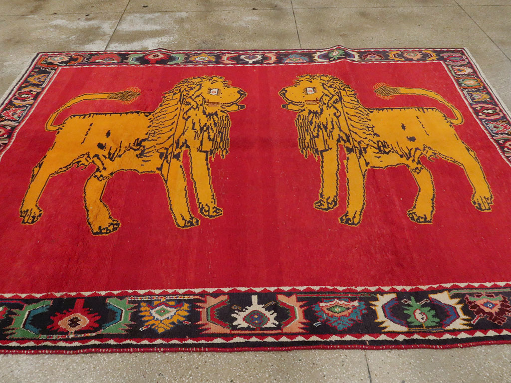 Vintage Persian Gabbeh Pictorial Rug, No.11882 - Galerie Shabab