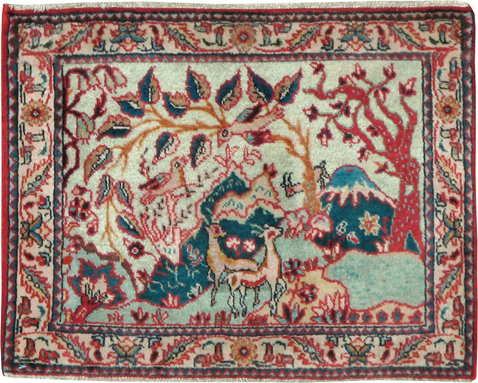Vintage Persian Tabriz Pictorial Rug (Pair: 2 of 2), No.11915 - Galerie Shabab