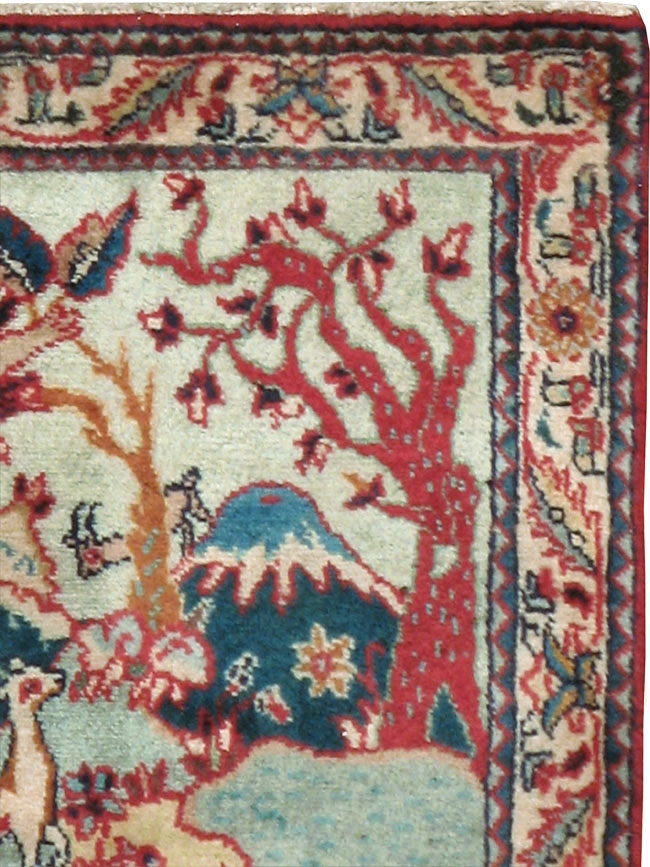 Vintage Persian Tabriz Pictorial Rug (Pair: 2 of 2), No.11915 - Galerie Shabab