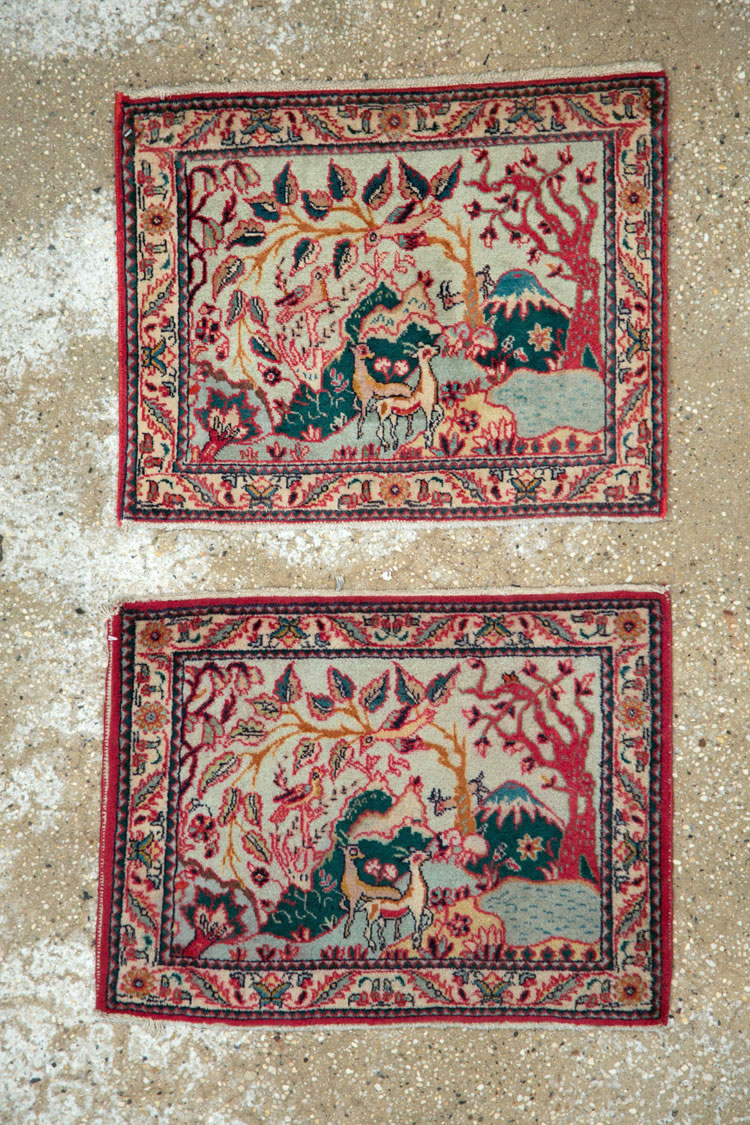 Vintage Persian Tabriz Pictorial Rug (Pair: 2 of 2), No.11915 - Galerie Shabab