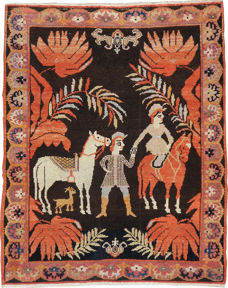 Antique Persian Senneh Malayer Pictorial Rug, No.11916 - Galerie Shabab