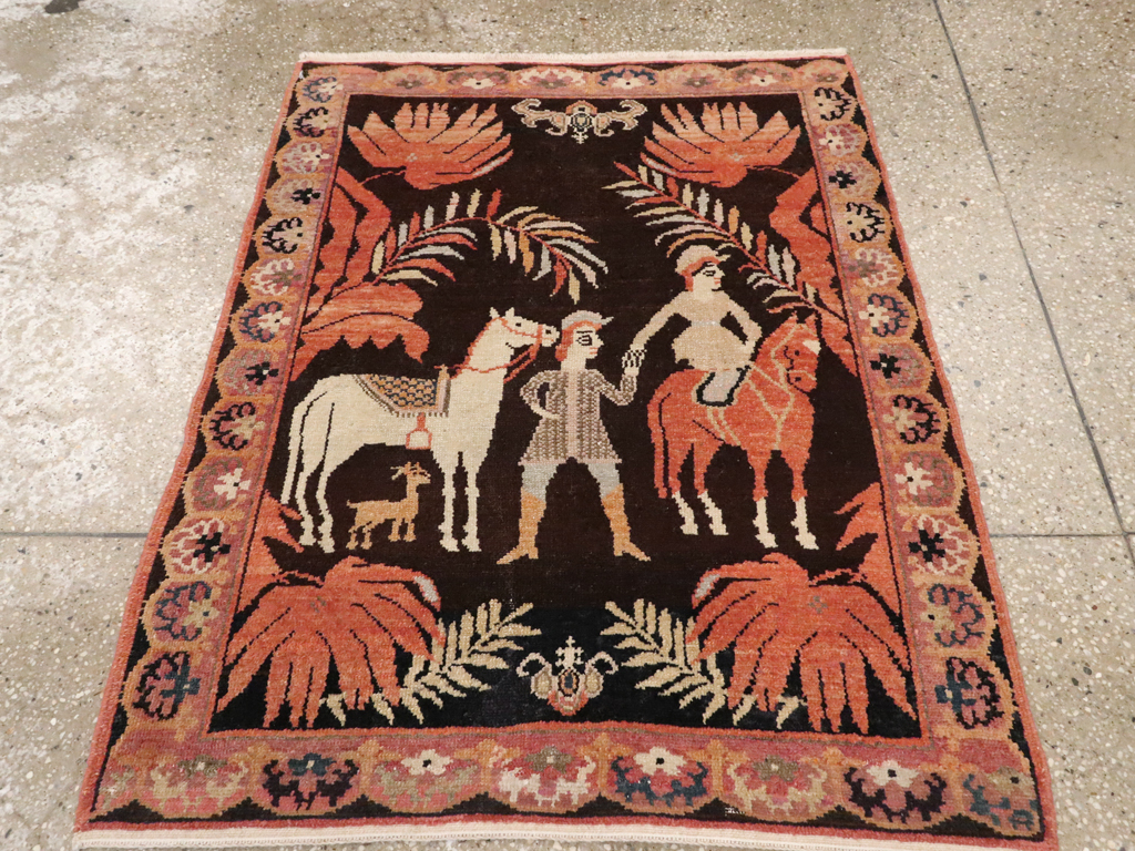 Antique Persian Senneh Malayer Pictorial Rug, No.11916 - Galerie Shabab