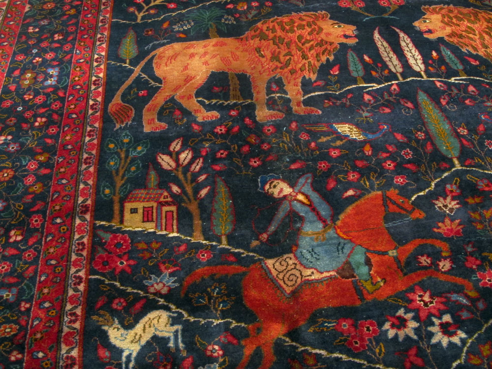 Antique Mashad Pictorial Carpet, No.11990 - Galerie Shabab