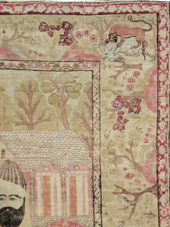 Antique Kerman Pictorial Rug, No.12156 - Galerie Shabab