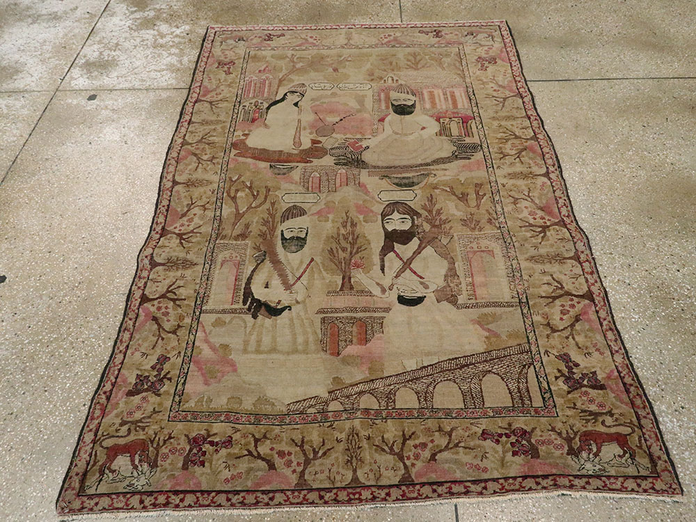 Antique Kerman Pictorial Rug, No.12156 - Galerie Shabab