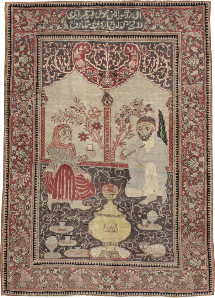 Antique Tabriz Pictorial Rug, No.12187 - Galerie Shabab