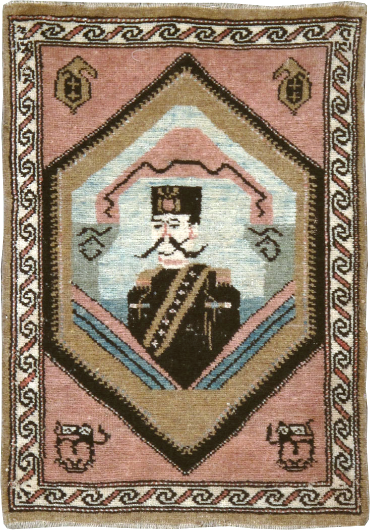Antique Hamadan Pictorial Rug (Pair: 1 of 2), No.12188 - Galerie Shabab