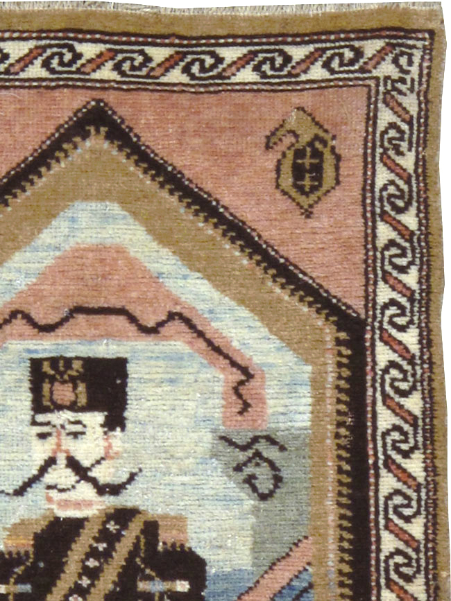 Antique Hamadan Pictorial Rug (Pair: 1 of 2), No.12188 - Galerie Shabab