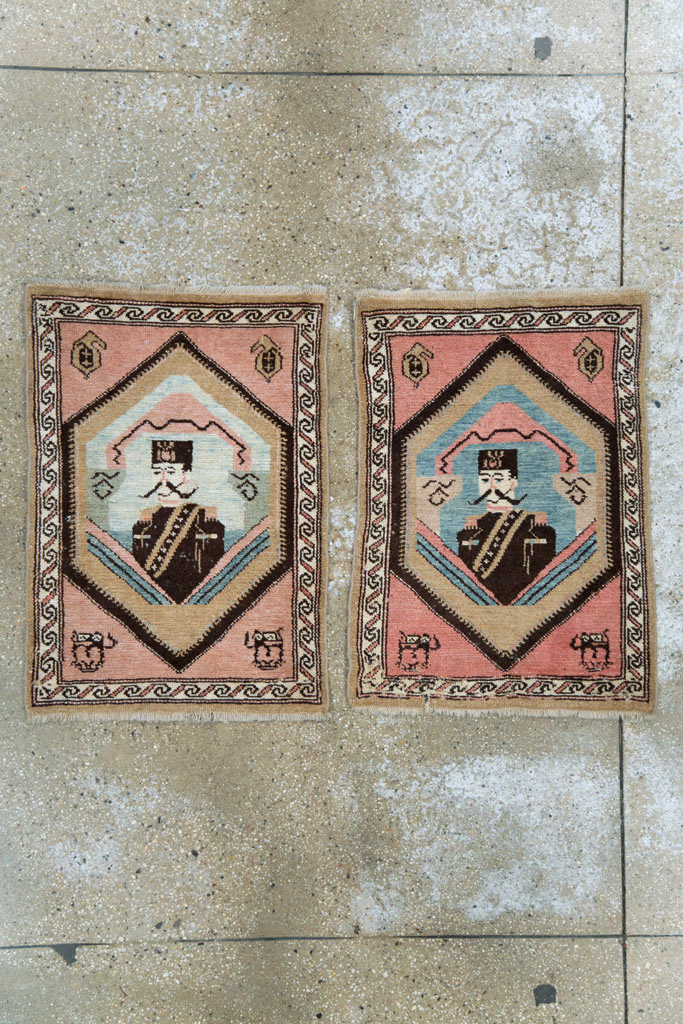 Antique Hamadan Pictorial Rug (Pair: 1 of 2), No.12188 - Galerie Shabab