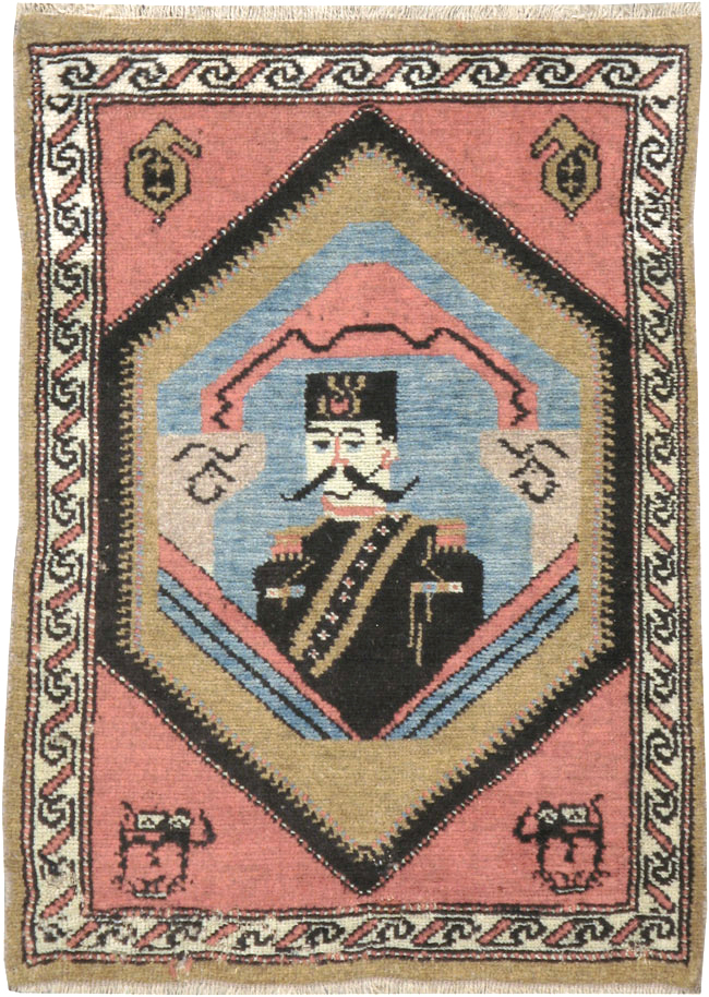 Antique Hamadan Pictorial Rug (Pair: 2 of 2), No.12189 - Galerie Shabab