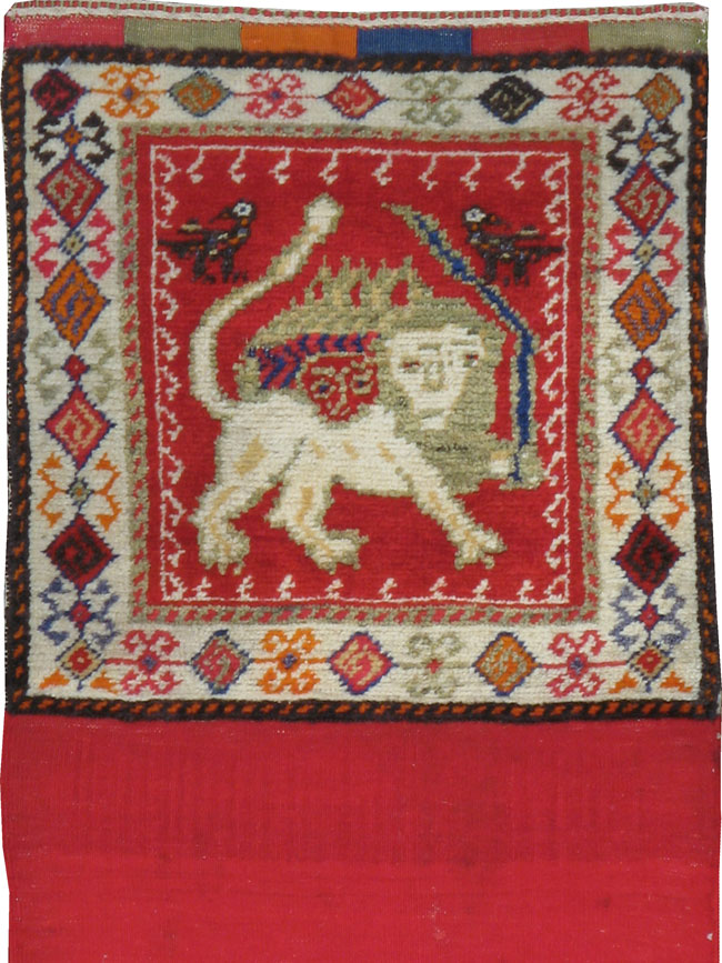 Vintage Persian Khamseh Pictorial Saddlebag (Khorjin), No.12196 - Galerie Shabab