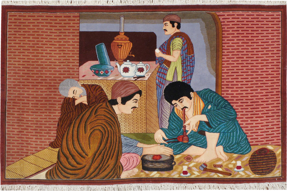 Vintage Persian Tabriz Pictorial Rug, No.12199 - Galerie Shabab