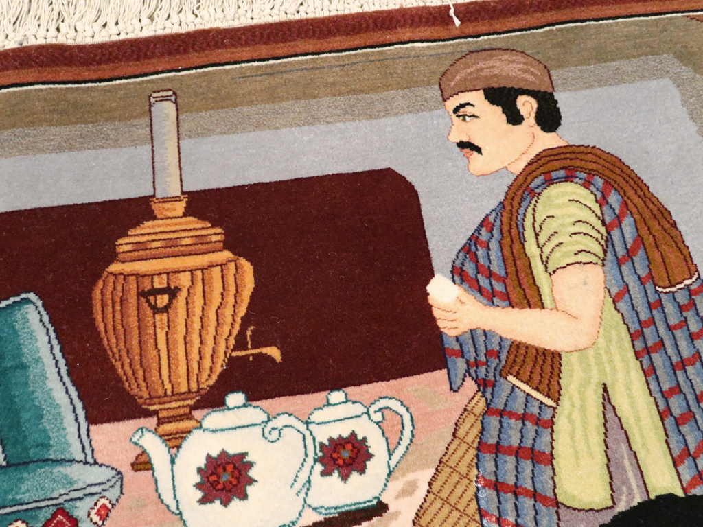 Vintage Persian Tabriz Pictorial Rug, No.12199 - Galerie Shabab