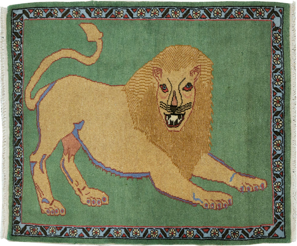 Vintage Persian Tabriz Pictoral Rug (Pair: 1 of 2), No.12200 - Galerie Shabab