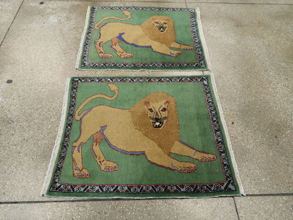 Vintage Persian Tabriz Pictoral Rug (Pair: 1 of 2), No.12200 - Galerie Shabab