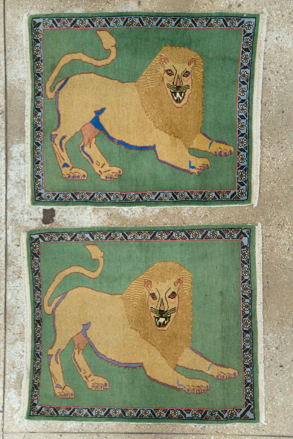 Vintage Persian Tabriz Pictoral Rug (Pair: 1 of 2), No.12200 - Galerie Shabab