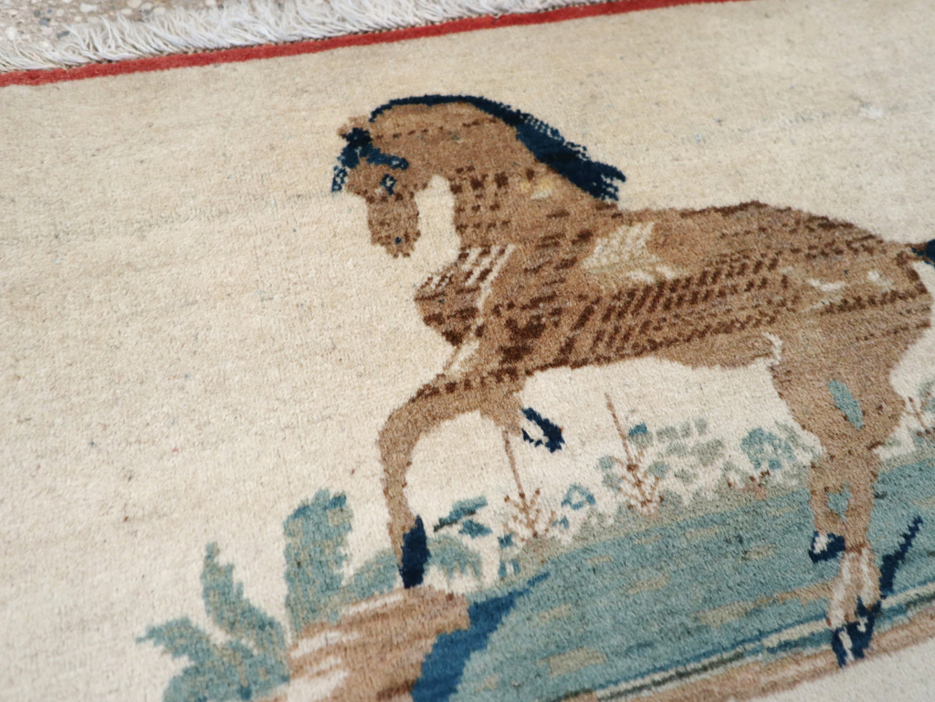 Vintage Persian Tabriz Pictorial Rug, No.12203 - Galerie Shabab