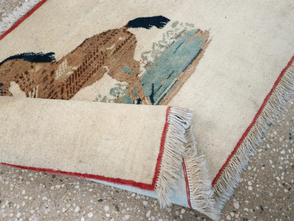 Vintage Persian Tabriz Pictorial Rug, No.12203 - Galerie Shabab