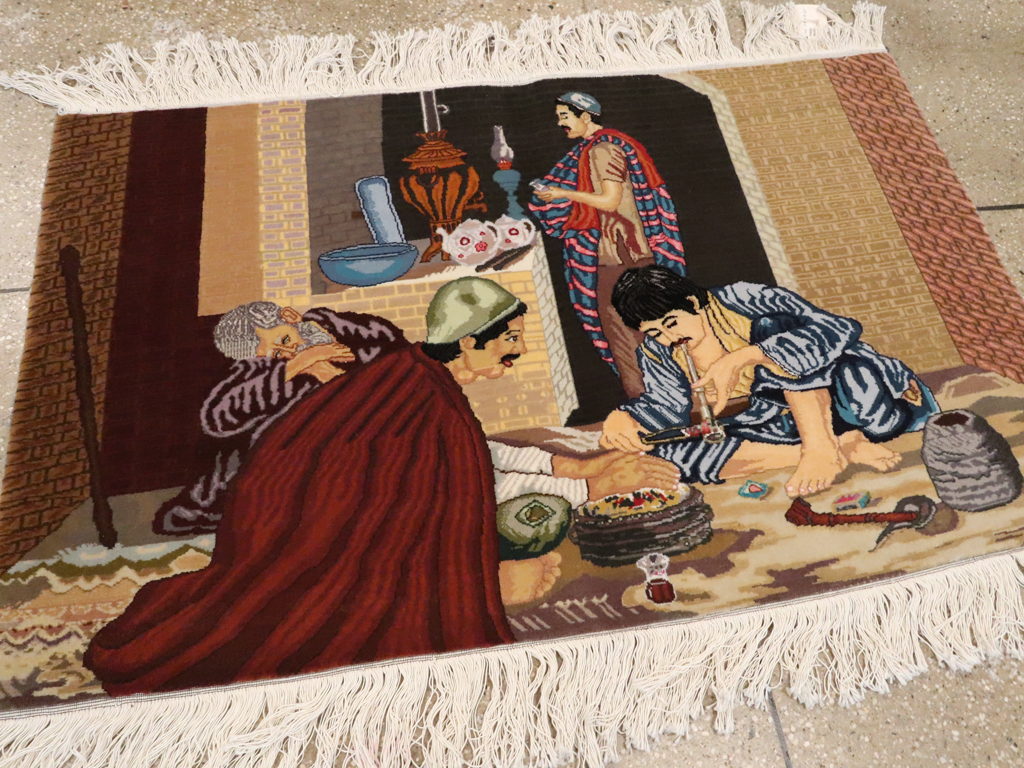 Vintage Persian Tabriz Pictorial Rug, No.12207 - Galerie Shabab