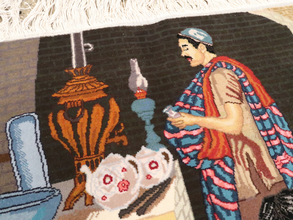 Vintage Persian Tabriz Pictorial Rug, No.12207 - Galerie Shabab