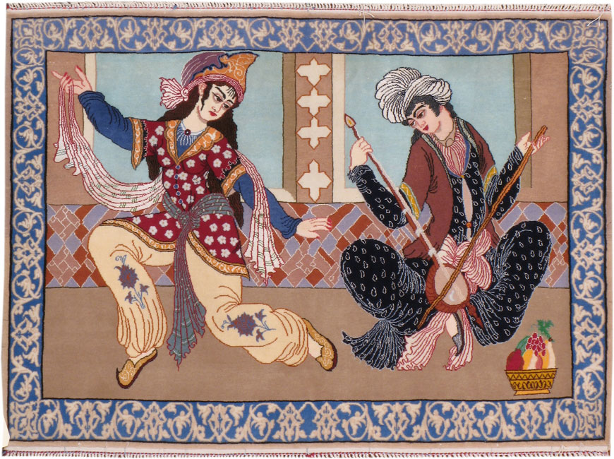 Vintage Persian Isfahan Pictorial Rug, No.12208 - Galerie Shabab