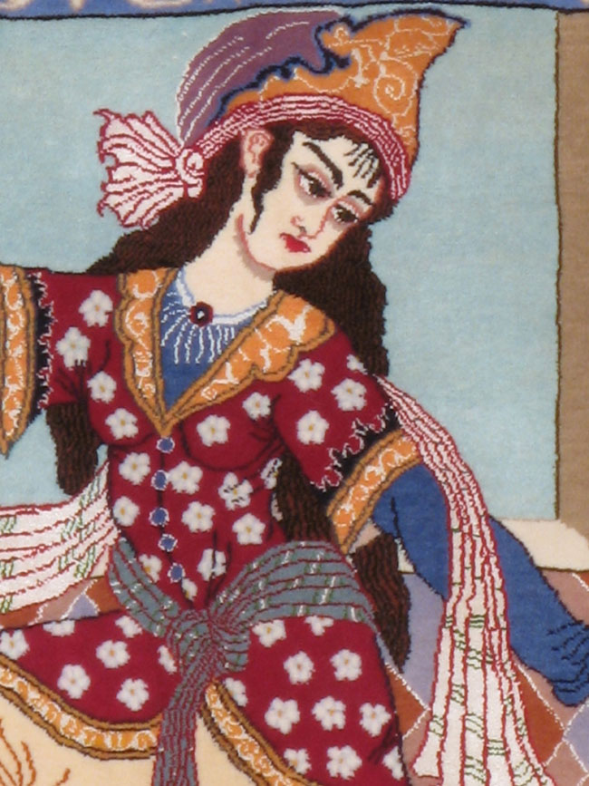 Vintage Persian Isfahan Pictorial Rug, No.12208 - Galerie Shabab