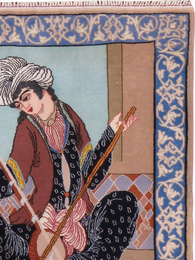 Vintage Persian Isfahan Pictorial Rug, No.12208 - Galerie Shabab