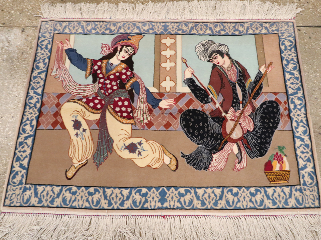 Vintage Persian Isfahan Pictorial Rug, No.12208 - Galerie Shabab