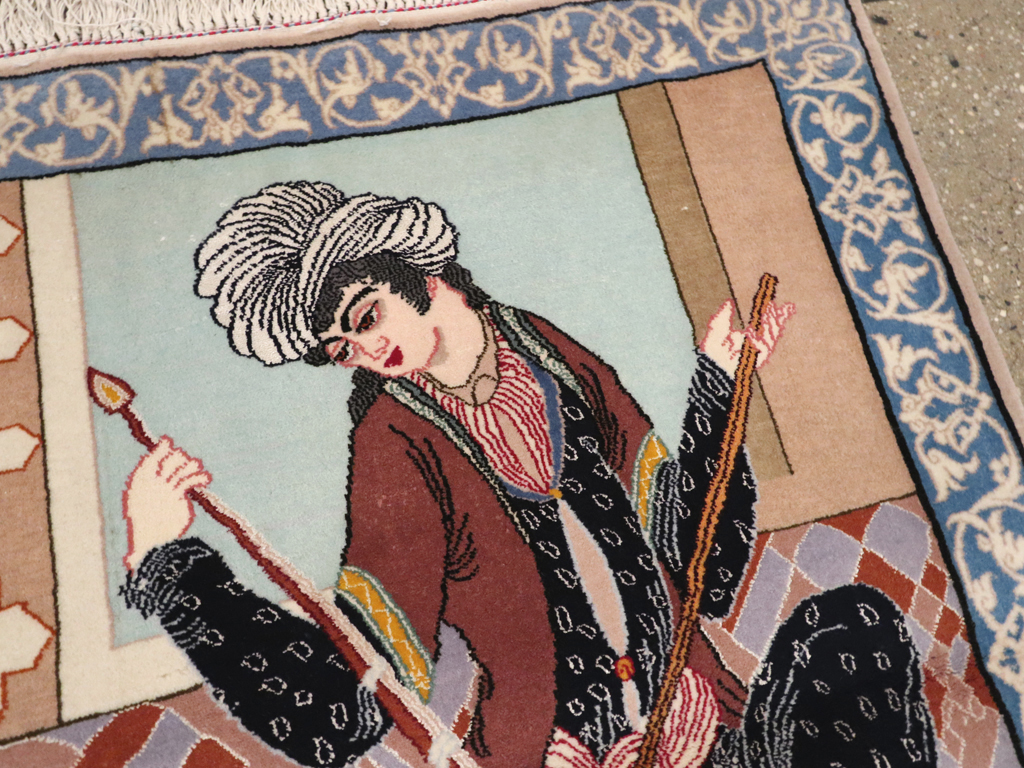 Vintage Persian Isfahan Pictorial Rug, No.12208 - Galerie Shabab