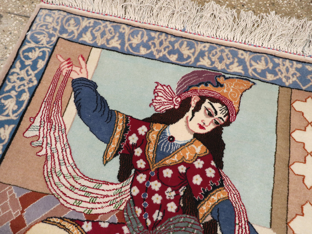 Vintage Persian Isfahan Pictorial Rug, No.12208 - Galerie Shabab