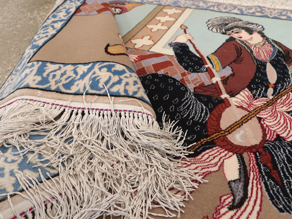 Vintage Persian Isfahan Pictorial Rug, No.12208 - Galerie Shabab